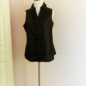 Fashion Bug Ruffle Front Sleeveless Button Down